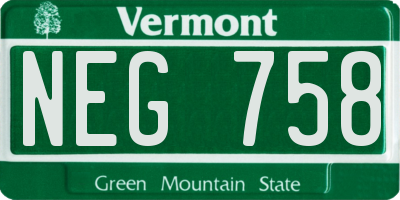 VT license plate NEG758
