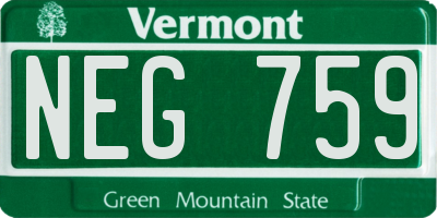 VT license plate NEG759