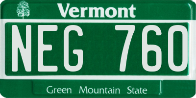 VT license plate NEG760