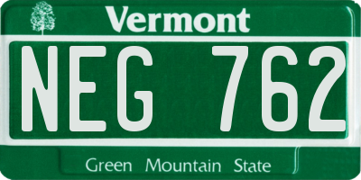 VT license plate NEG762