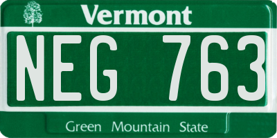 VT license plate NEG763