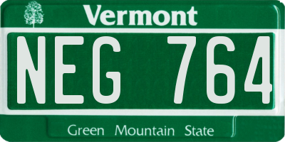 VT license plate NEG764