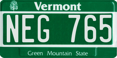 VT license plate NEG765