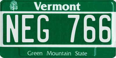 VT license plate NEG766
