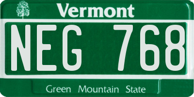 VT license plate NEG768