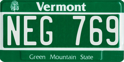 VT license plate NEG769