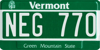 VT license plate NEG770