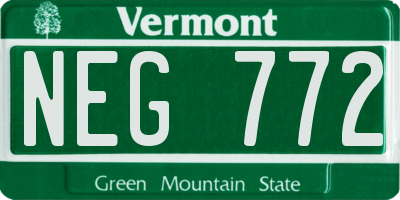 VT license plate NEG772