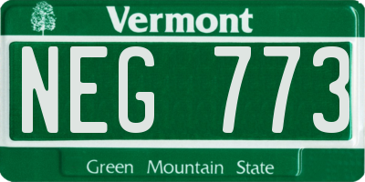 VT license plate NEG773