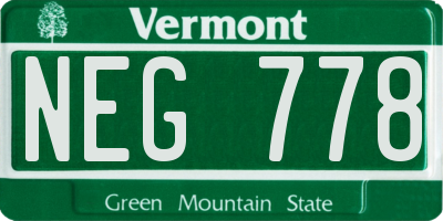 VT license plate NEG778