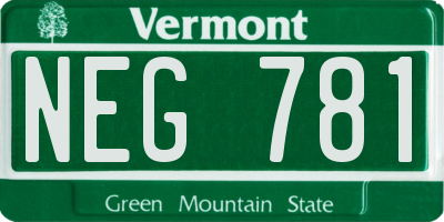 VT license plate NEG781