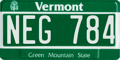 VT license plate NEG784