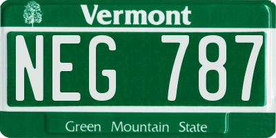 VT license plate NEG787