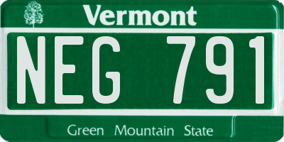 VT license plate NEG791