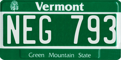VT license plate NEG793