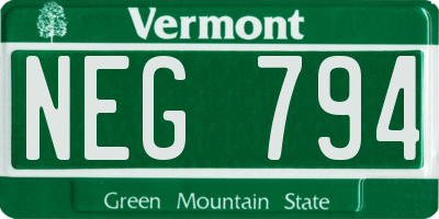 VT license plate NEG794