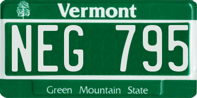 VT license plate NEG795