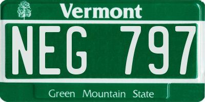 VT license plate NEG797