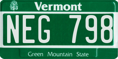 VT license plate NEG798