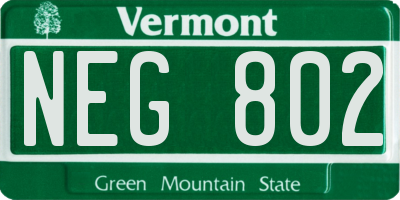 VT license plate NEG802
