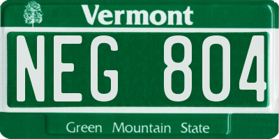 VT license plate NEG804
