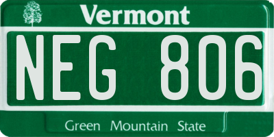 VT license plate NEG806