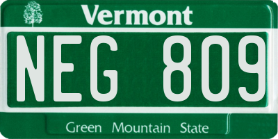 VT license plate NEG809