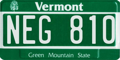 VT license plate NEG810