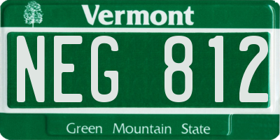 VT license plate NEG812