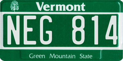 VT license plate NEG814