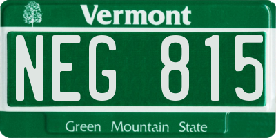 VT license plate NEG815