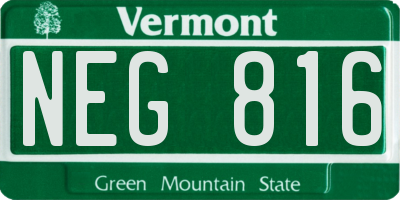 VT license plate NEG816