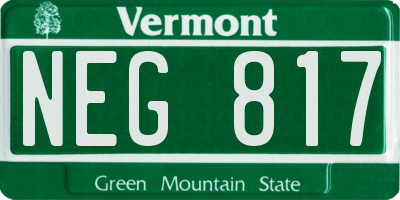 VT license plate NEG817