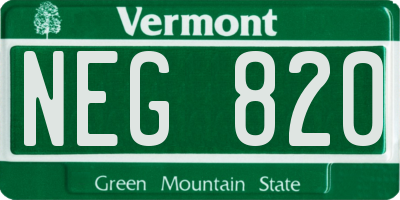 VT license plate NEG820