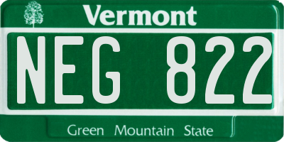 VT license plate NEG822