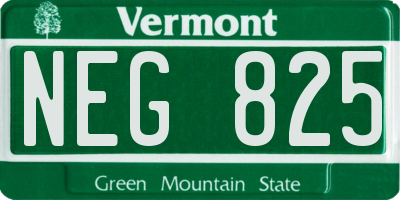 VT license plate NEG825