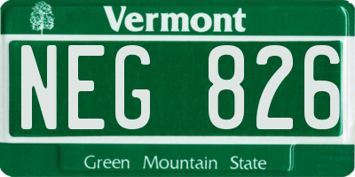 VT license plate NEG826