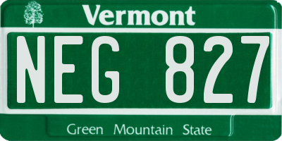 VT license plate NEG827
