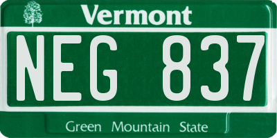 VT license plate NEG837