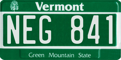 VT license plate NEG841