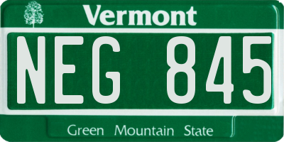 VT license plate NEG845