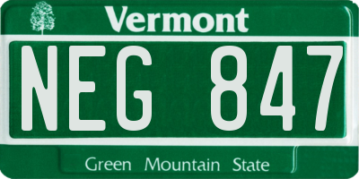VT license plate NEG847