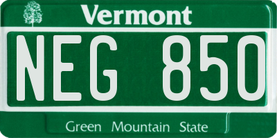 VT license plate NEG850