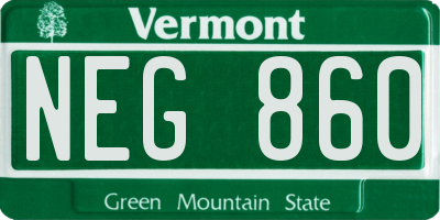 VT license plate NEG860