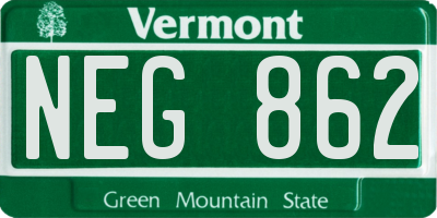 VT license plate NEG862