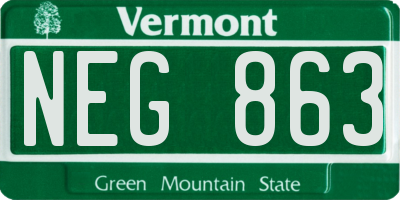 VT license plate NEG863