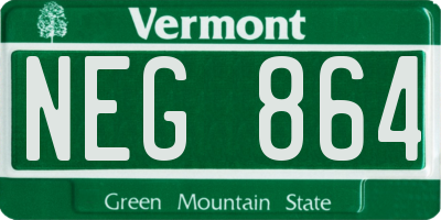VT license plate NEG864