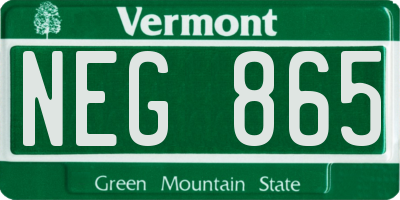 VT license plate NEG865