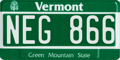 VT license plate NEG866