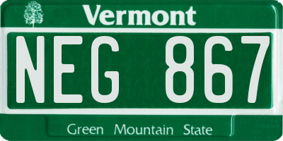 VT license plate NEG867